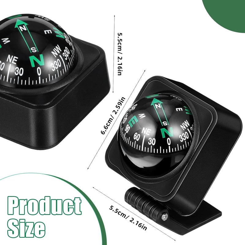 OSALADI Car Compass for Dashboard: Vehicle Compass Ball with Level Indicator, Portable Outdoor Driving Auto Dash Navigation - Image 2